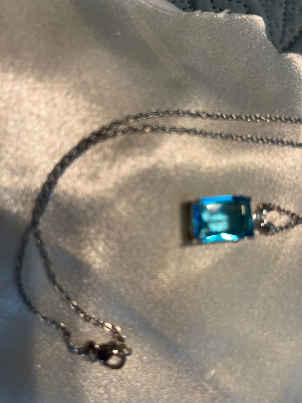 Blue Emerald-Cut Pendant Necklace - Women Jewelry